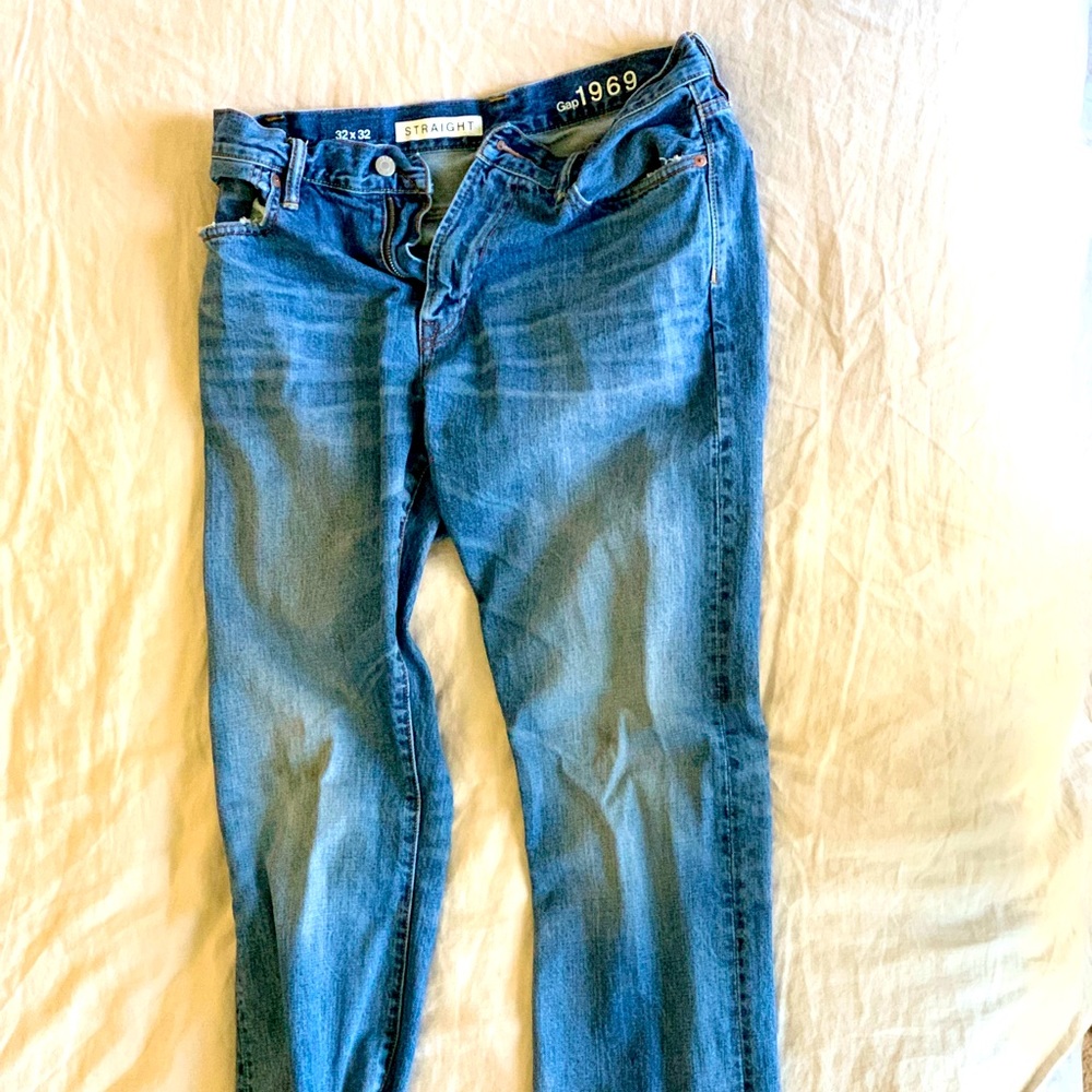 Blue stonewashed jeans from Gap